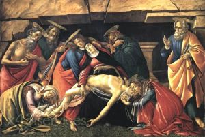 Reproduktion nach Sandro Botticelli - Beweinung ueber dem toten Christus mit Heiligen